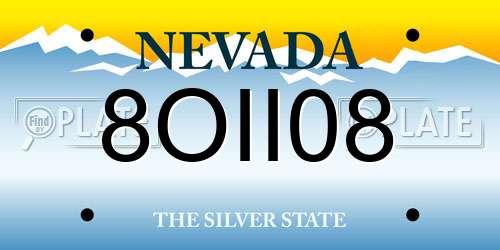 8OII08 Nevada License Plate