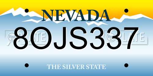 8OJS337 Nevada License Plate