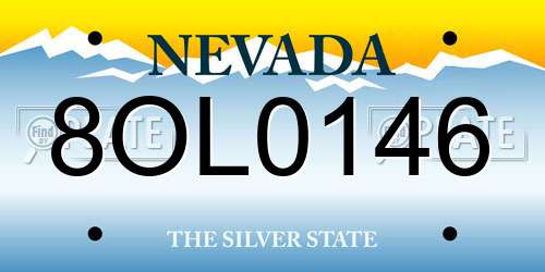 8OL0146 Nevada License Plate
