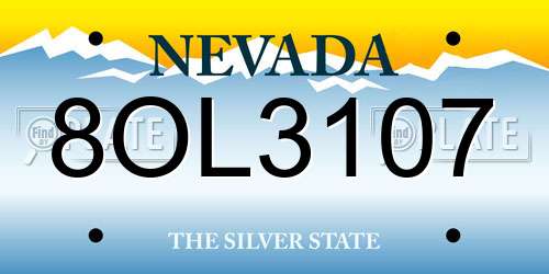 8OL3107 Nevada License Plate