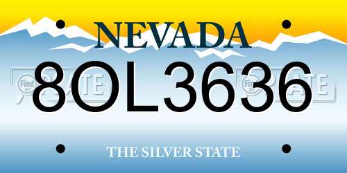 8OL3636 Nevada License Plate