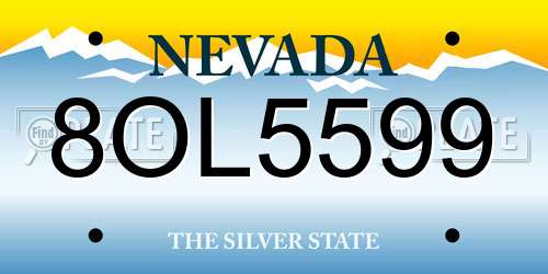 8OL5599 Nevada License Plate