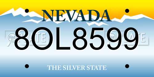 8OL8599 Nevada License Plate