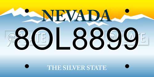 8OL8899 Nevada License Plate