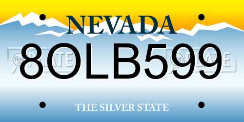8OLB599 Nevada License Plate