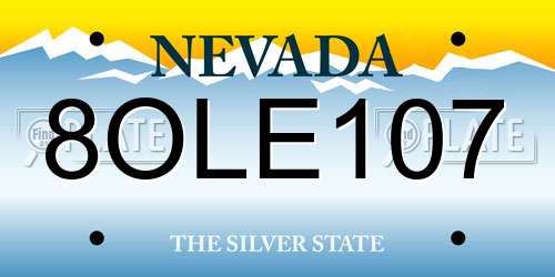 8OLE107 Nevada License Plate