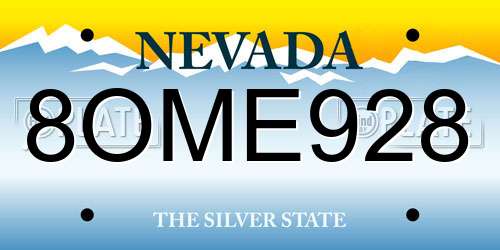 8OME928 Nevada License Plate