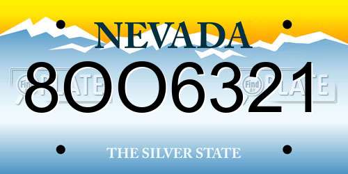 8OO6321 Nevada License Plate