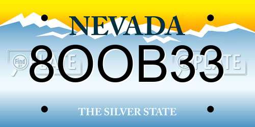 8OOB33 Nevada License Plate