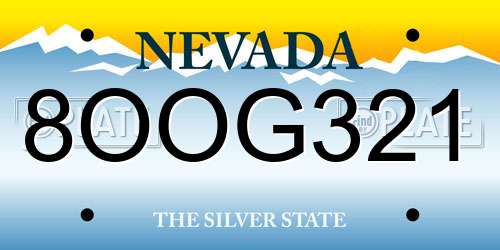 8OOG321 Nevada License Plate