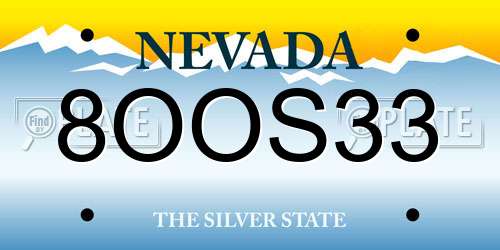 8OOS33 Nevada License Plate