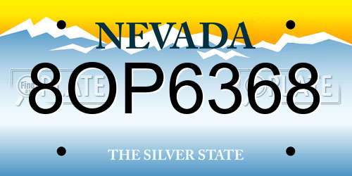 8OP6368 Nevada License Plate