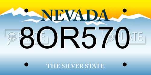 8OR570 Nevada License Plate