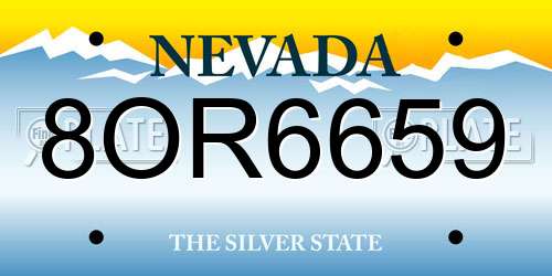 8OR6659 Nevada License Plate