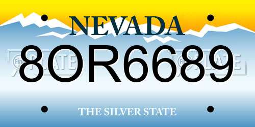8OR6689 Nevada License Plate