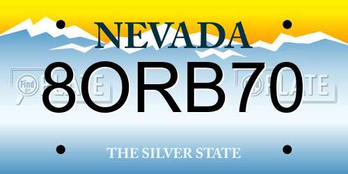 8ORB70 Nevada License Plate