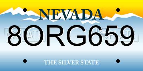 8ORG659 Nevada License Plate