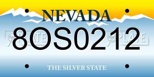 8OS0212 Nevada License Plate