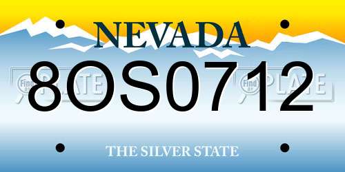8OS0712 Nevada License Plate