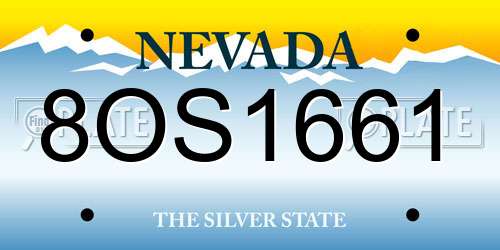 8OS1661 Nevada License Plate