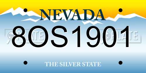 8OS1901 Nevada License Plate