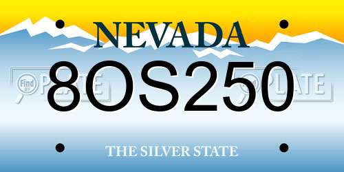8OS250 Nevada License Plate