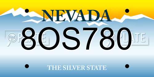 8OS780 Nevada License Plate