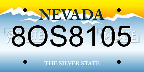 8OS8105 Nevada License Plate