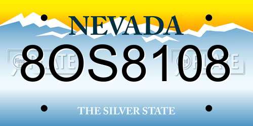 8OS8108 Nevada License Plate