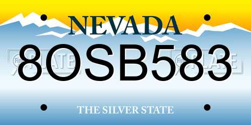8OSB583 Nevada License Plate