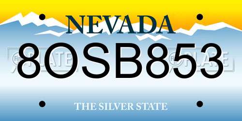 8OSB853 Nevada License Plate