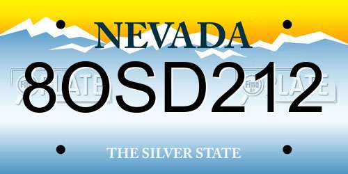 8OSD212 Nevada License Plate
