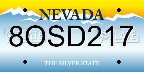 8OSD217 Nevada License Plate