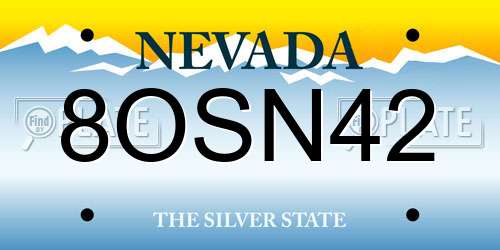 8OSN42 Nevada License Plate