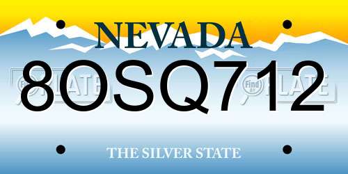 8OSQ712 Nevada License Plate