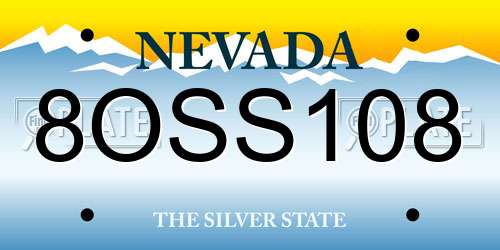8OSS108 Nevada License Plate