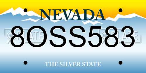 8OSS583 Nevada License Plate