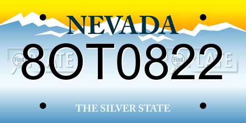 8OT0822 Nevada License Plate