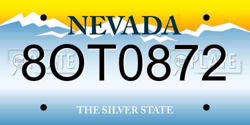 8OT0872 Nevada License Plate