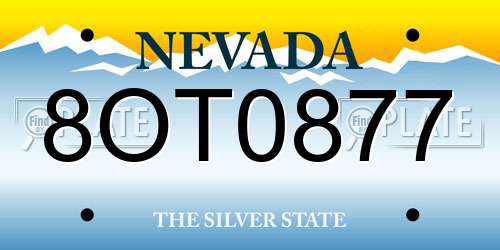 8OT0877 Nevada License Plate