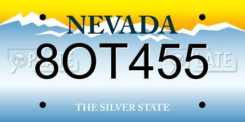 8OT455 Nevada License Plate
