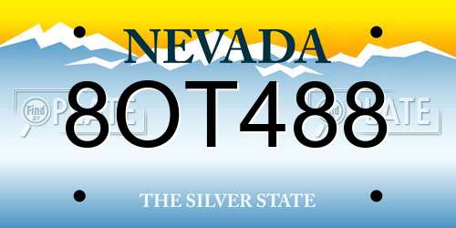 8OT488 Nevada License Plate
