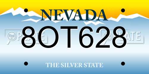 8OT628 Nevada License Plate