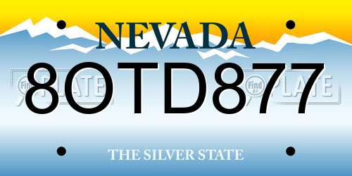 8OTD877 Nevada License Plate