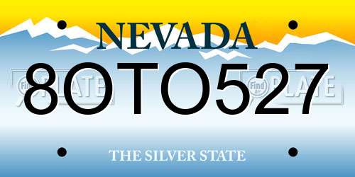 8OTO527 Nevada License Plate