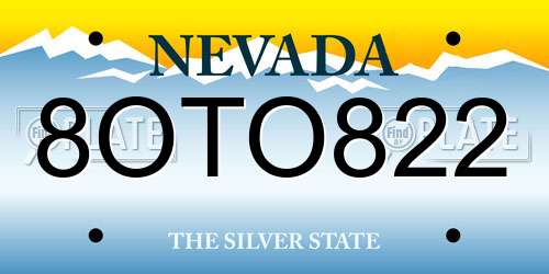 8OTO822 Nevada License Plate