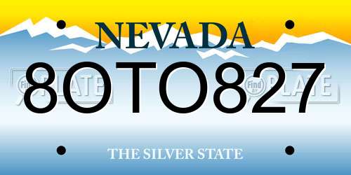 8OTO827 Nevada License Plate