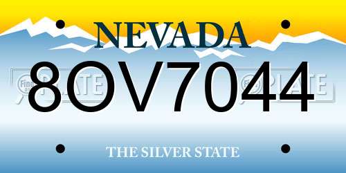 8OV7044 Nevada License Plate