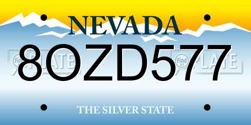 8OZD577 Nevada License Plate