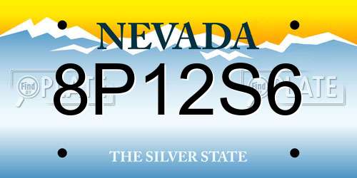 8P12S6 Nevada License Plate